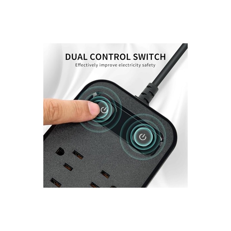 Sozomo Enchufe Plano,Multicontacto Regleta Extension Electrica con Protector Supresor de