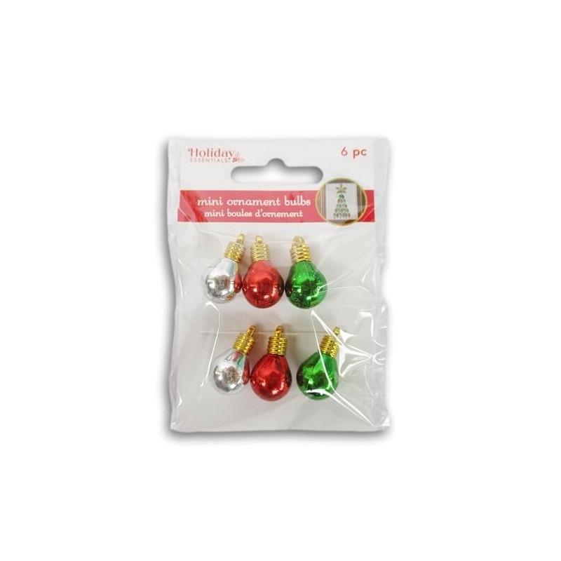 Mini Ornament Christmas Classic Bulbs - Tiny Tree Decorations- 6