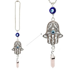 LUCKBOOSTIUM Hand Protection Amulet Evil Eye Car Rearview Mirror Hanging Ornament Charms Accessories Good Luck Charms - (2"x11" Pink Crystal)