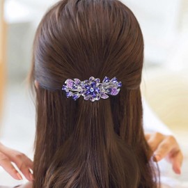LALAFINA Hair Clip 1pc, Flower Rhinestone Hair Barrettes, Crystal Rhinestones Barrettes, Vintage Spring French Hair Clips for Women Ladies, Purple