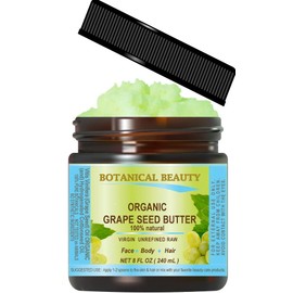 ORGANIC GRAPE SEED OIL – BUTTER RAW. 100% Natural/VIRGIN UNREFINED / 100% PURE BOTANICAL. 8 Fl.oz.- 240 ml. For Skin, Hair, Lip and Nail Care.
