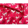 Christmas Fabric Red & Cream Reindeer Design - Red Background