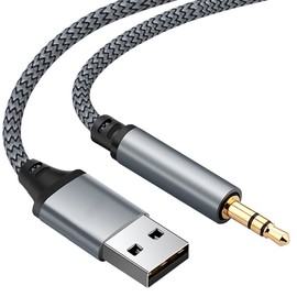 USB to 3.5mm TRS Audio Jack Adapter, TUNGHEY USB Male to 3.5mm Male AUX Stereo Audio Cord, Compatibility with Laptop, Speaker, Windows,Not Applicable to Charging and MP3, Car, TV USB Ports (2M)