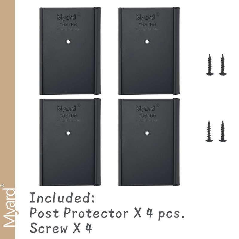 Myard PS446-B 4x4x6 Inches Post Protector with Screws, Inner Size