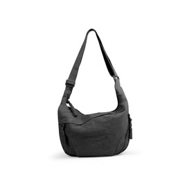 AdiStylinno Crescent Bag for Women Men, Nylon Hobos Shoulder Crossbody Bags Large Capacity Women Dumpling Bags with Adjustable Shoulder Strap Solid Color Half Moon Bag for Daily Use (Black)