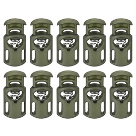 sourcing map 30Pcs Plastic Cord Lock Draw String Single Hole Spring Toggle Stoppers Spring Stop for Backpack Shoelaces Drawstrings, 5.5x3mm Dark Green