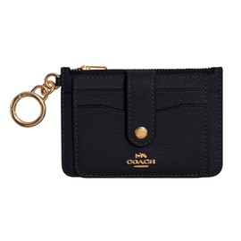 Coach Women's Grained Leather Card Holder, Navy Blue, One Size