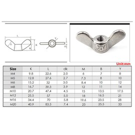 304 Stainless Steel Wing Nut Set M12 Butterfly Nut Hand Twist Fasteners Hardware 4PCS