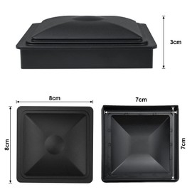 bonna Post Caps 7 x 7 cm, Pack of 24 Post Caps, Plastic Cover Caps for Fence Posts with Screws, Black