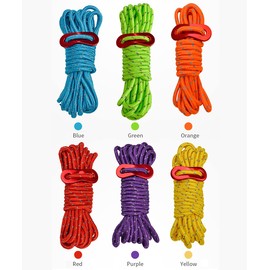 Takelablaze Guy Rope, Paracord Rope, Tent Rope, Guy Line, Tarp Rope, Reflective, 0.16 inches (4 mm) x 16.4 ft (4 mm) x 16.4 ft (4 m) for Camping, Outdoors, Aluminum, with Flexible Brackets, Set of 6 (Red)