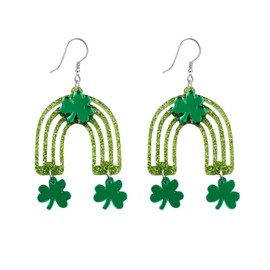 Stylish Clover Dangle Earrings for Women Unique Four Leaf Clover for St Patrick's Green Shamrock Earring Irish Inspired Design Jewelry Collection Festival Holiday Girlfriend Mom
