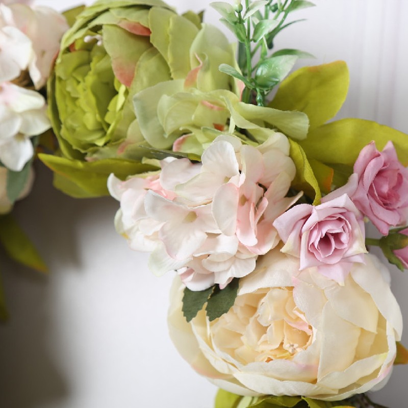 Artificial Peony Wreath Rattan Silk Cloth Simulation Decorative Front Door