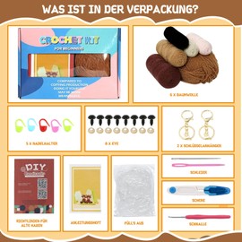 Complete Crochet Set for Beginners - Animals Crochet Set, 2 Pieces Highland Cow Knitting Set for Adults Children, Knitting Set for Gift Crochet Kit with Video, Instructions Crochet Hook Yarn DIY