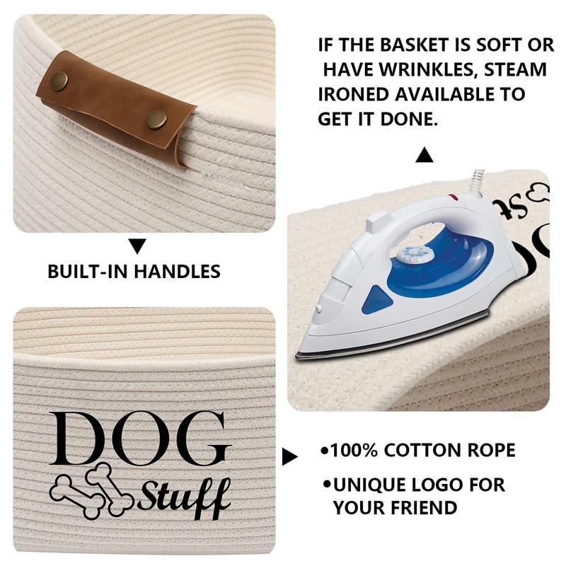 Geyecete Square Dog toy basket storage Cotton Rope Storage Basket