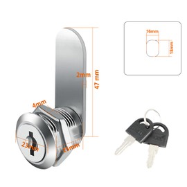 2 Letterbox Lock, Cabinet Lock, Letterbox Lock, Comes with 4 Keys and 8 Different Lock Plates, Locker Lock with Key, Suitable for File Cabinets (25 mm)