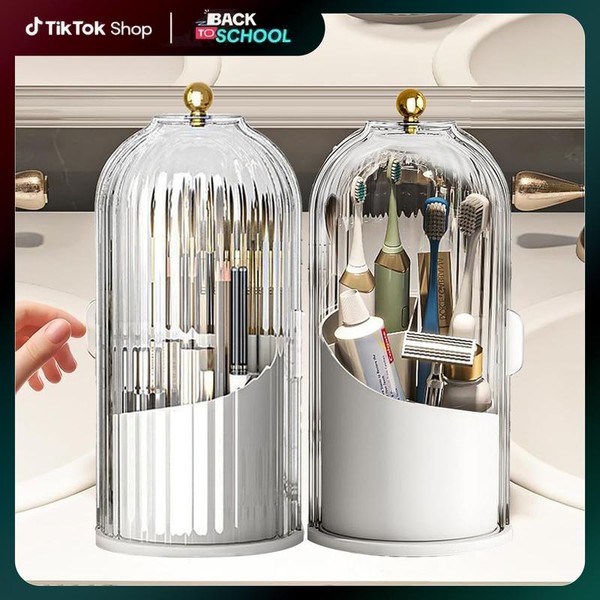 Dustproof Toothbrush Holders with Cover, Rotating Electric Toothbrush and Toothpaste