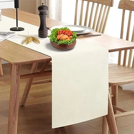 Rinpon Waterproof Wipeable Table Runner, Thick Farmhouse Table Runner, Dresser Runner, Rustic Table Runner for Kitchen Dining Room, Bedroom, Living Room, Indoor and Outdoor (36'', White)