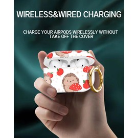 Compatible with AirPod Pro 2nd//1st Generation Case Cover with Gold Keychain,Full Protective Shockproof Wireless Headphone Case for Airpod Pro 2023/2022/2019 Hedgehog Mushroom