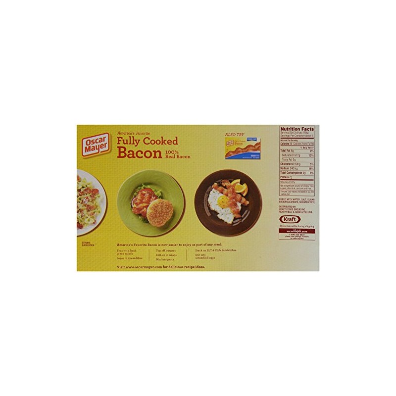 Oscar Mayer, Fully Cooked Bacon, 2.52oz Box (Pack of 4)