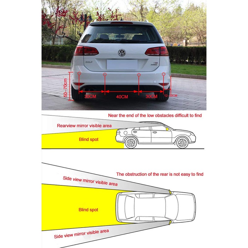 Black 8 Sensors Car Front Rear Reverse Parking Rader Kit