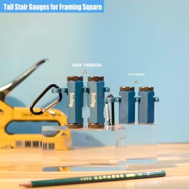 Magoog Tall Stair Gauges for Framing Square with Holder and Rafter Lengthen Anti-Lost Non-Slip Framing Square Stops Stair Gauge Knobs for Circular Saw (Dark Blue)
