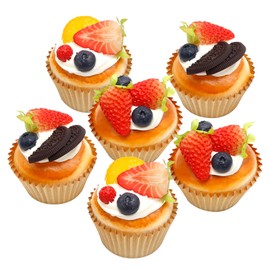 Vkinman Artificial Fruit 6Pcs Realistic Artificial Cupcake Models for Kitchen Bakery Art Painting Classroom Teaching Food Display Photography Props Decoration