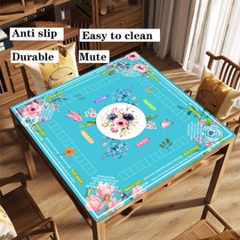 mahjong mat for table with Drawstring Bag/31.5Inch/american mahjong table cloth with rules mats， Noise Reduction Anti-Slip game mat for table，for Mahjong/Poker/Board Games/Card Games/Dominoes (green)