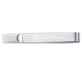 HONEY BEAR 2.12 Inch Men's Letter Initials Tie Clip for Normal Tie Clip, Brushed Silver, 5.4 cm, copper, No Gemstone