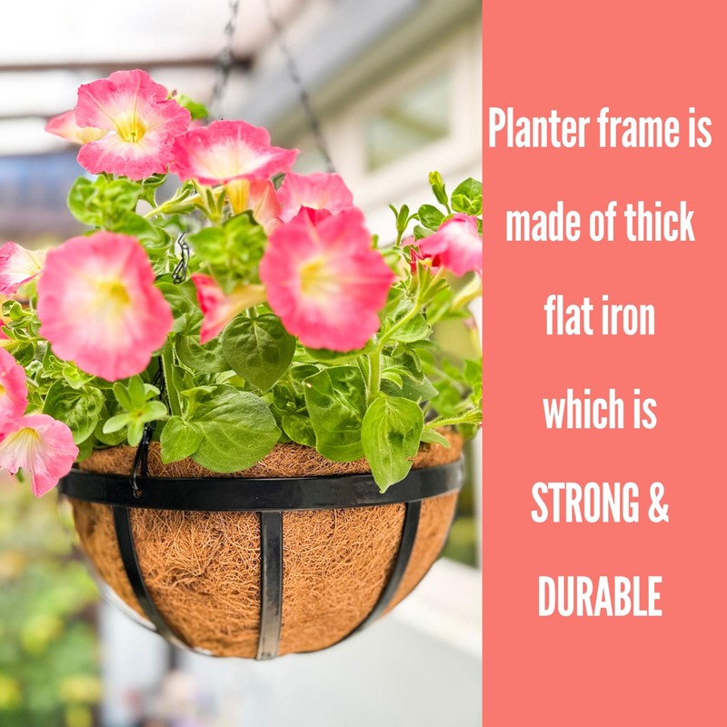 LaLaGreen Outdoor Hanging Baskets for Plants (16 Inch, 6 Pack)