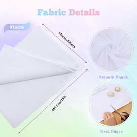 Blenched White Cotton Fabric 5 Yards(58"x180") - Muslin Fabric Cut by The Yard Textile White Draping Craft for Sewing DIY Crafting Design Cloth Fabric Material