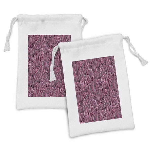 Ambesonne Pink Zebra Fabric Pouch Set of 2, Bunch of