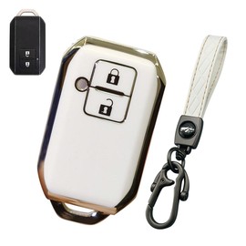 LETINGFAR Key Case for Suzuki Smart Key Case Key Cover Soft TPU Material 2-Button Suzuki-Specific Design Keychain Suitable for New Spacia Custom New Wagon R New Wagon R Stingray etc
