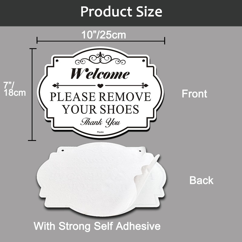 2 Pack Please Remove Your Shoes Sign, 10” x 7”