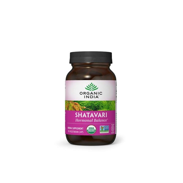 Organic India Shatavari Herbal Supplement - Supports Hormonal Balance, Immune and Inflammatory Response, Vegan, Gluten-Free, USDA Organic, Supports Reproductive Health - 90 Capsules