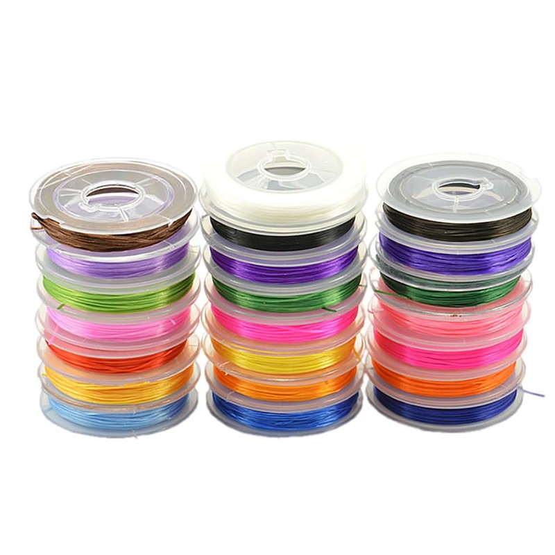JIHUOO 10 Rolls 0.6 mm Flat Elastic Bracelet String Cord
