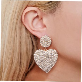Baluue Fashionable Drop Earrings for Women Heart Rhinestone Earrings Lightweight for Party Ceremony and Daily