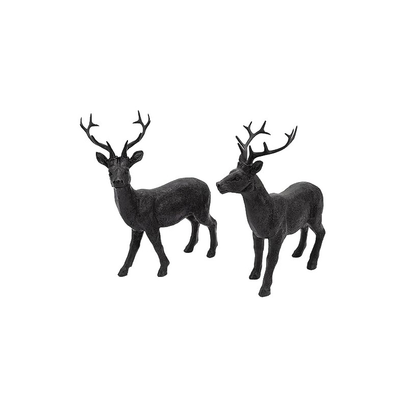 Reindeer Pair Nilan Standing Black Elegant Christmas Decoration Resin Artificial