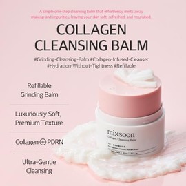 mixsoon Collagen Cleansing Balm - Soft Melting Lightweight Grinding Balm, Hydrating Makeup Remover 50ml / 1.69 fl.oz. Korean Glass Skin Care