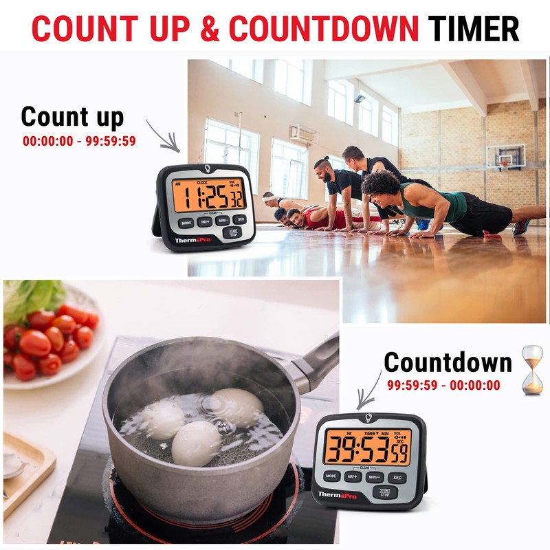 ThermoPro TM01 Kitchen Timers for Cooking with Count Up Countdown