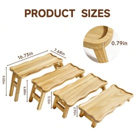 4 Tiered Serving Tray for Party Pine Wood Foldable Tiered Tray Stand