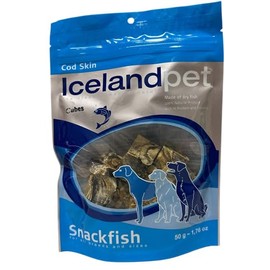 IcelandPet Fish Cod Skin Cube Dog Treats - Snackfish Dog Treats, 1.76oz Cubes