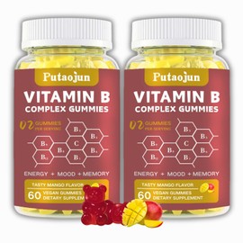 Putaojun Vitamin B Complex Gummies with Vitamin C, Choline & Zinc - Support Energy, Metabolism & Immune Support - Tasty Mango Flavor - Vegan, Gluten-Free, 120 Count