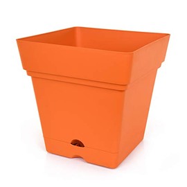 Mintra Home Garden Pot w/Wheels, Large (14.5inW x 15inH), (Orange) - Colorful, Flower Pot, Planter