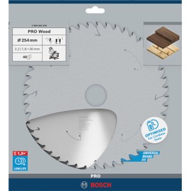Bosch Professional 1x Kreissägeblatt Standard for Wood (für Holz, Sägeblatt Ø 254 x 30 mm, 48 Zähne, Zubehör Akku Kreissäge)