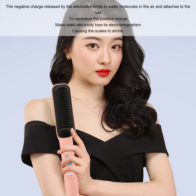 Hair Straightening Brush PTC Even Heating LCD Hair Straightener Brush