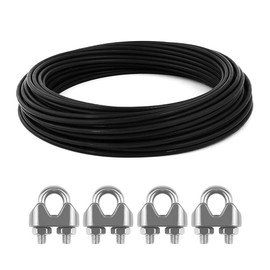 LbsAMP 15m Heavy Duty Wire Rope 3mm with 4 Wire Rope Cable Clip Garden Wire Picture Hanging Wire Stainless Steel Wire Rope Cable Suitable for Sculpturing Gardening and Other Crafft Making Project 7x7