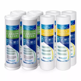 Ronaqua 4 Coconut Shell Block Carbon & 4 Polypropylene Sediment 5 Mic 2.5"x 10"