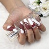 Uranian Extra Long Coffin Fake Nails Red White French Press