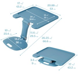 ECR4Kids The Surf Folding Portable Lap Desk, Large, Flexible Seating, Peacock Blue