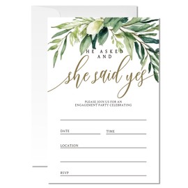 ZYQFN 20 He Asked & She Said Yes Engagement Party Invitations (069)